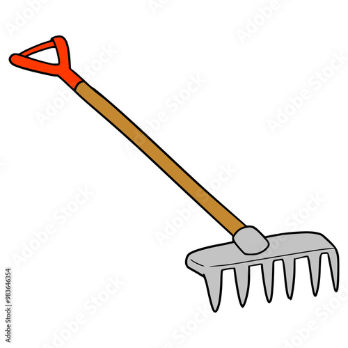 garden rake illustration hand drawn isolated vector