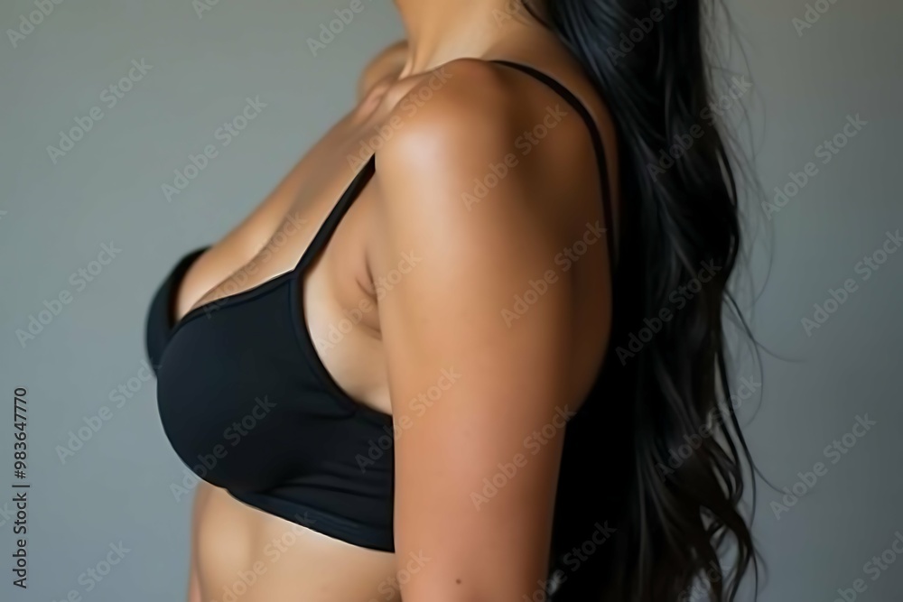 Athletic female body side view Athletic female body side view