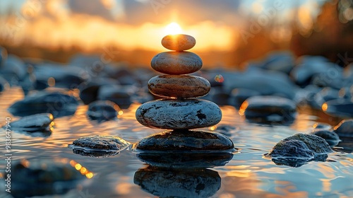 Row of stones carefully balanced on top of each other each one essential to the stability of the stack symbolizing teamwork