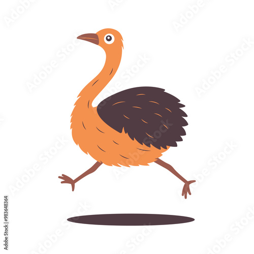 Cute Ostrich Big Bird Wildlife Animal Character is Running Fast photo