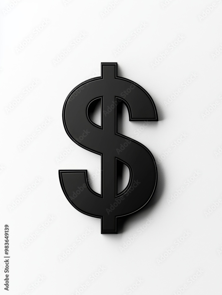 Bold Black Dollar Sign on White Background Bold Black Dollar Sign on White Background