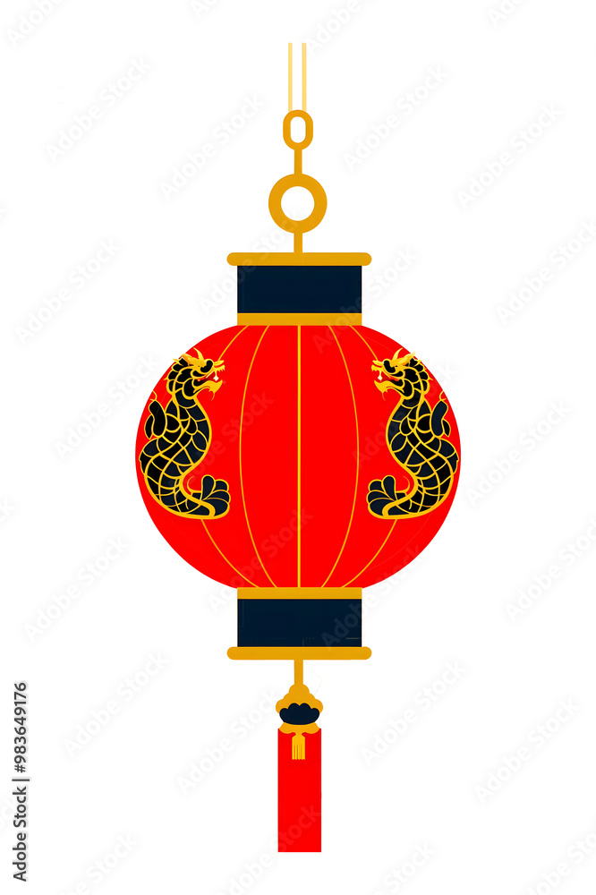 Double Dragon Motif Lantern with Circular Design, isolated on white or transparent png. Double Dragon Motif Lantern with Circular Design, isolated on white or transparent png.