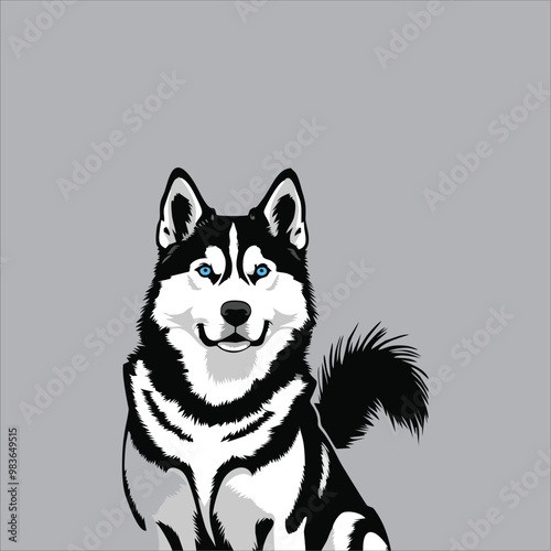 Husky dog ​​mascot logo concept design