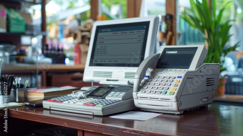 cash register machine on the desk generative ai