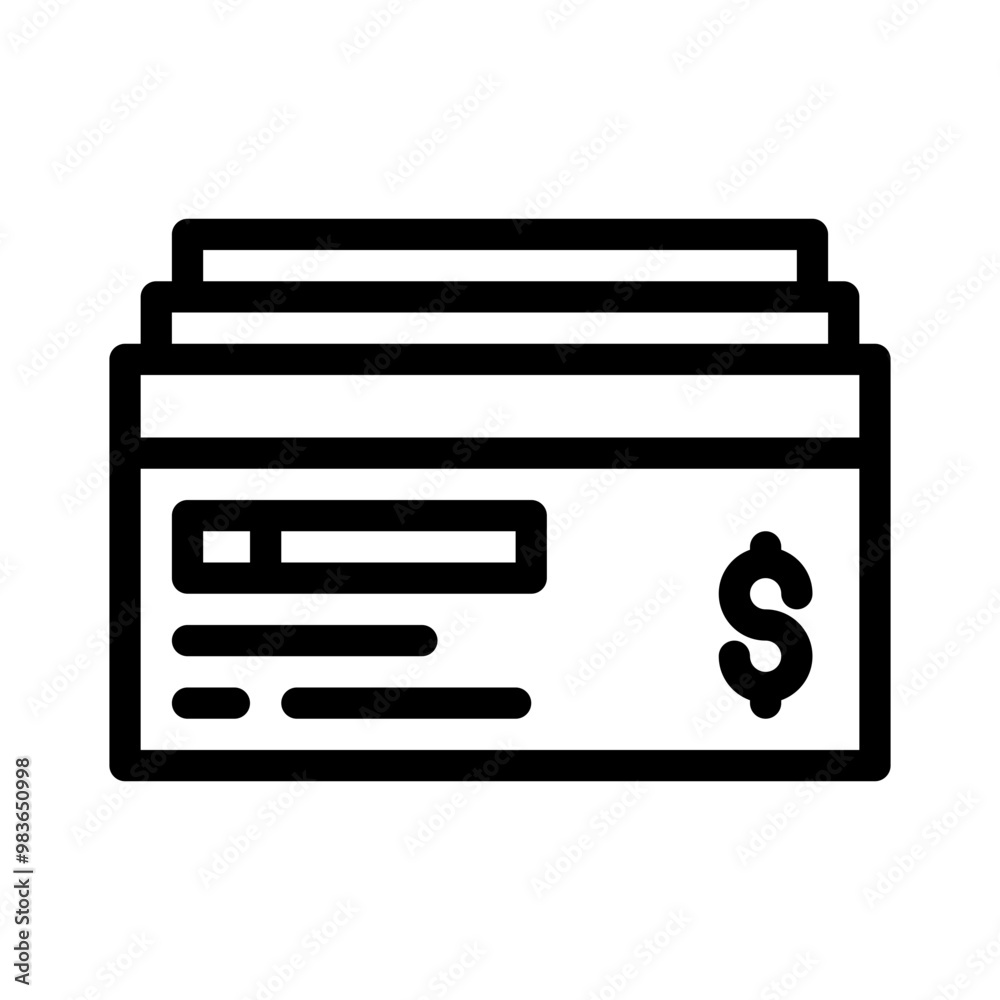 cheque line icon cheque line icon