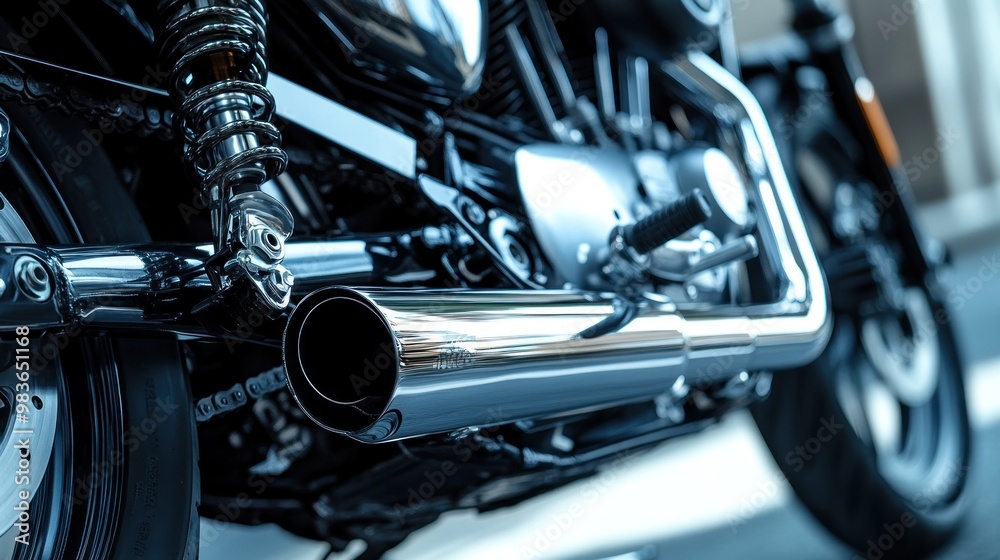 Close-up of a Chrome Motorcycle Exhaust Close-up of a Chrome Motorcycle Exhaust