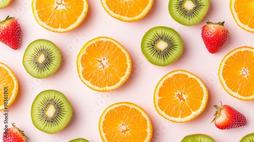 Fresh Fruits Arrangement on Light Background