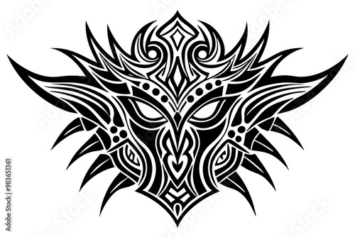 Tribal tattoo icon silhouette, Neo tribal tattoo gothic, vector illustration