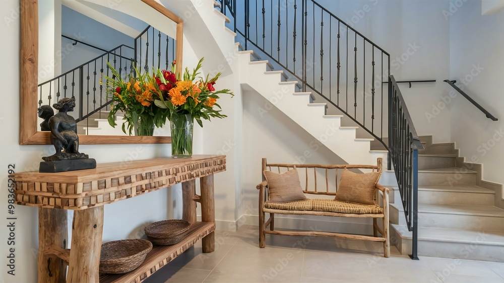 Obraz premium staircase with flowers