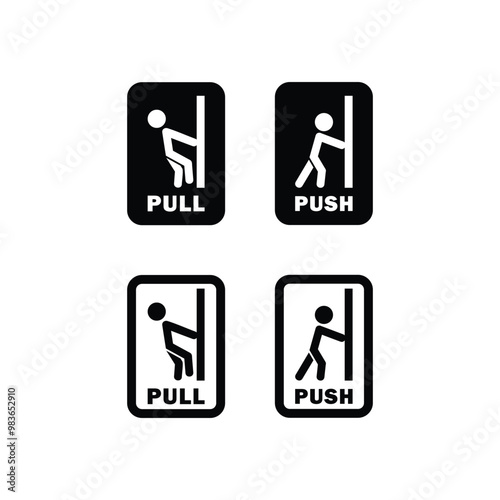 logo icon set flat design pull and push
