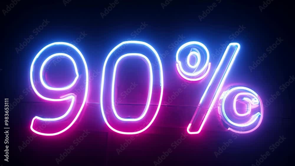 Neon sign with 90 percent Neon sign with 90 percent