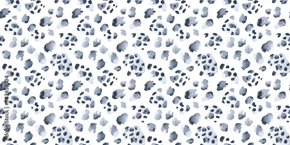 a seamless light gray leopard print pattern on a white background, in a watercolor, hand-drawn style a seamless light gray leopard print pattern on a white background, in a watercolor, hand-drawn style