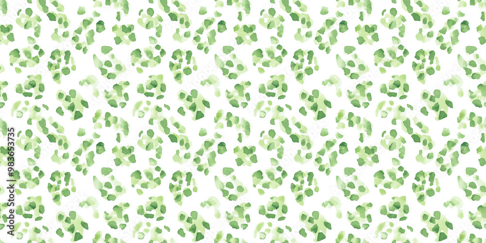 a seamless light green leopard print pattern on a white background, in a watercolor, hand-drawn style a seamless light green leopard print pattern on a white background, in a watercolor, hand-drawn style