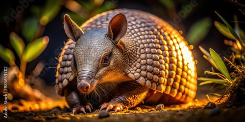 In its natural setting, an armadillo displays distinctive armor and a curious look, capturing the essence of wildlife