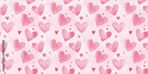 Wallpaper Mural a seamless light pink heart pattern on a pink background, in a watercolor, hand-drawn style Torontodigital.ca