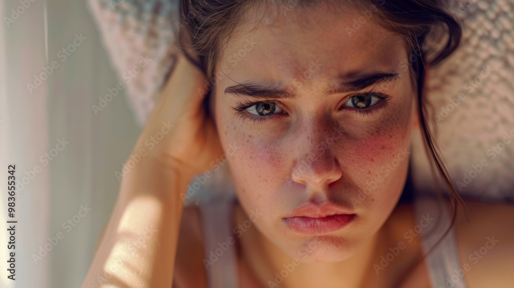 Fototapeta premium woman with virus discomfort and discomfort generative ai