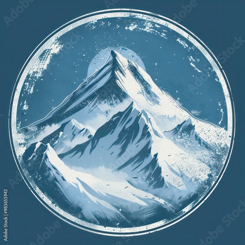 A minimalistic design showcasing a glacier ridgeline with snow and ice, evoking cold weather conditions like freezing temperatures, snowstorms, and blizzards photo