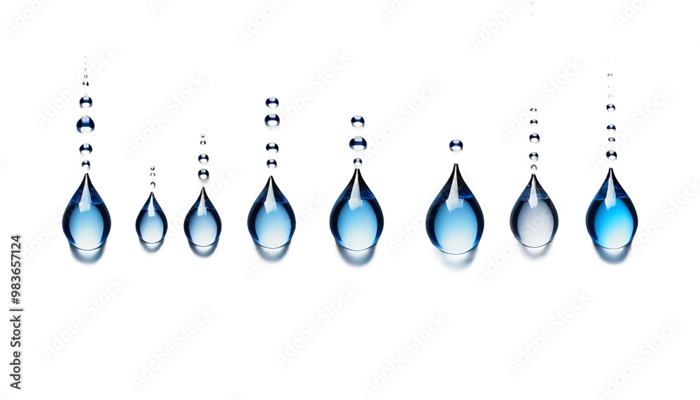 background white closedrop water view i clear closeup blue bright dripped clean raindrop wet surface perfection liquid light shape isolated purity beauty colours photorealistic illustration