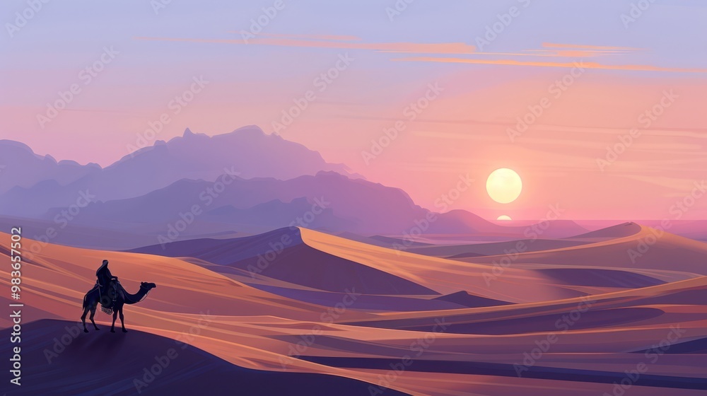 Camel Silhouette in Desert Sunset Camel Silhouette in Desert Sunset