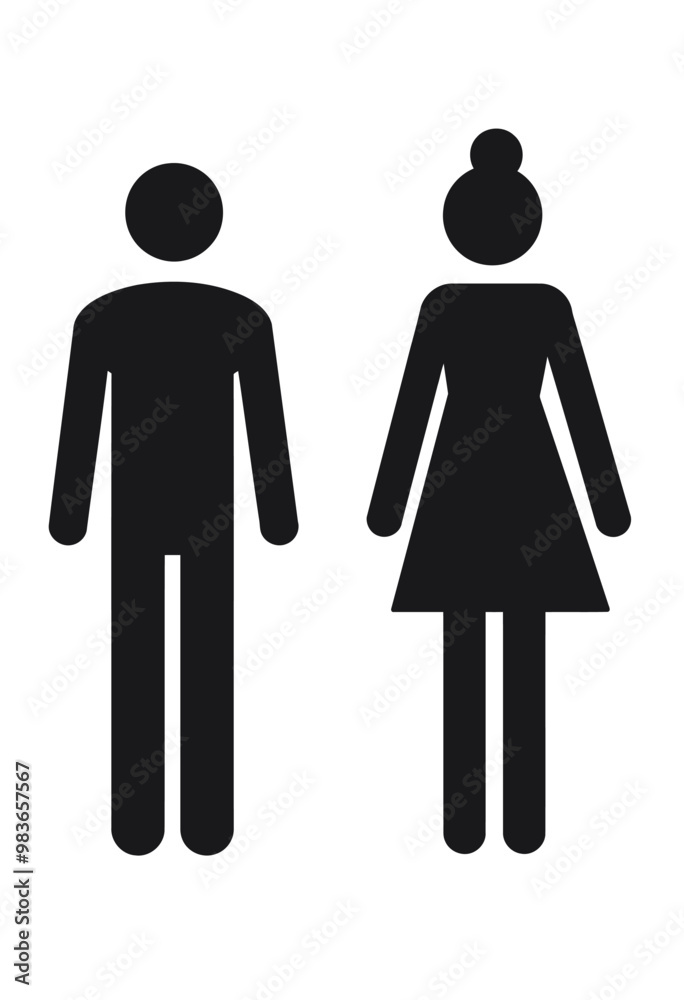 Black and White Restroom Signs: Men, Women, and ADA Symbols for Vector Graphics 