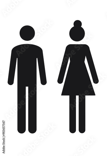 Black and White Restroom Signs: Men, Women, and ADA Symbols for Vector Graphics 