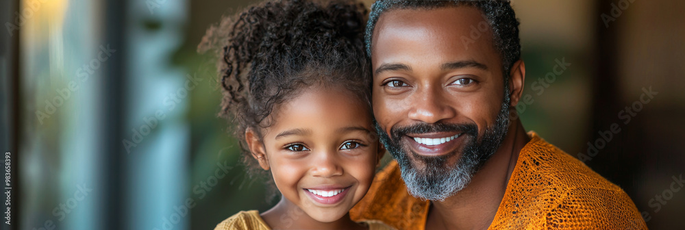 A father and his young daughter smile for the camera. A father and his young daughter smile for the camera.