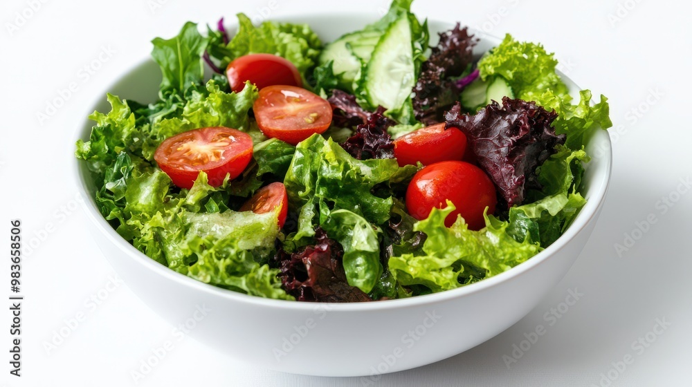 Fresh Green Salad with Cherry Tomatoes and Cucumbers Fresh Green Salad with Cherry Tomatoes and Cucumbers