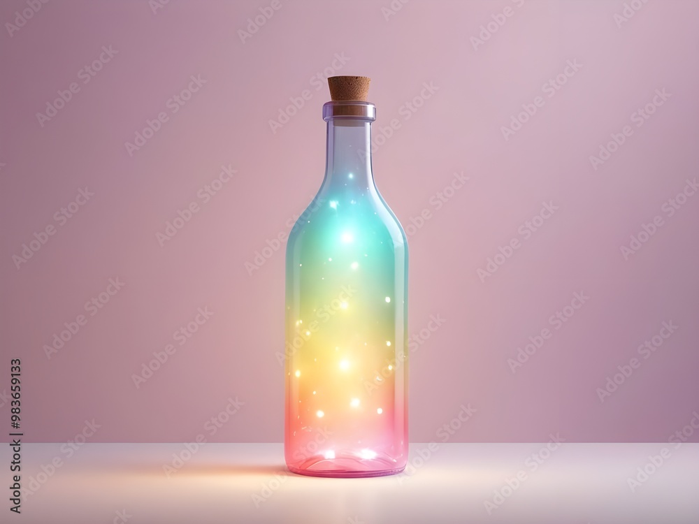 abstract a pastel Colorful bottle with lights over light background abstract a pastel Colorful bottle with lights over light background