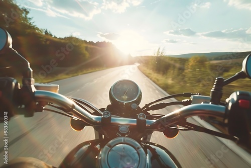 Motorcycle on the road. Motorcycle on the road at sunset.