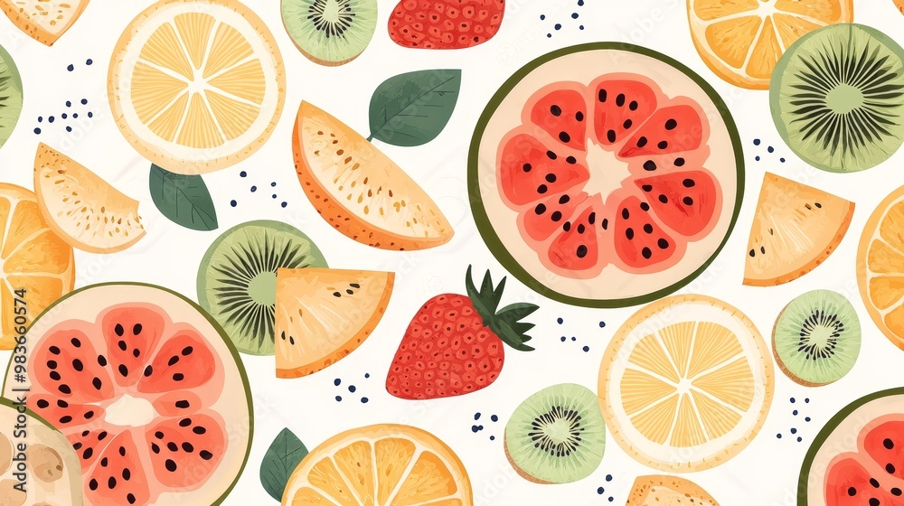 Vibrant Fruit Pattern for Freshness and Summer Vibe Vibrant Fruit Pattern for Freshness and Summer Vibe