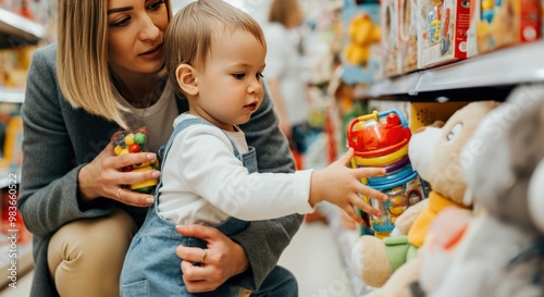 Mother and Daughter Shopping for Toys at a Store