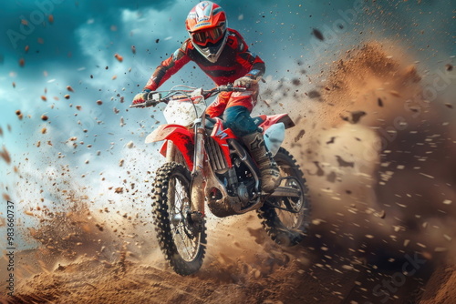 Dirt bike rider, Supercross, Sport concept, nice action of motorcycle jump