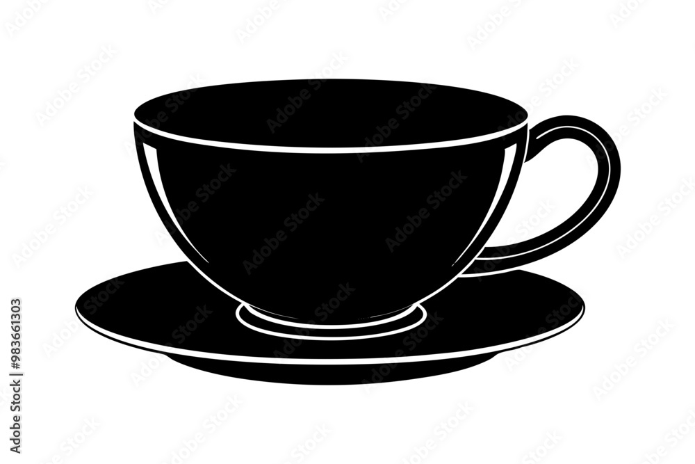 Tea cup icon, Hot drink icon, Tea cup silhouette, Vector Illustration Tea cup icon, Hot drink icon, Tea cup silhouette, Vector Illustration