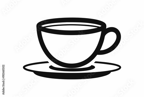Tea cup icon, Hot drink icon, Tea cup silhouette, Vector Illustration