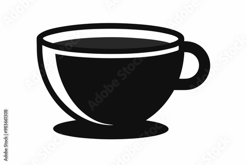 Tea cup icon, Hot drink icon, Tea cup silhouette, Vector Illustration