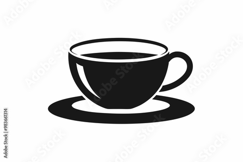 Tea cup icon, Hot drink icon, Tea cup silhouette, Vector Illustration