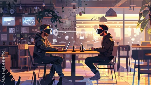 VR Cafe: Two Men in Virtual Reality