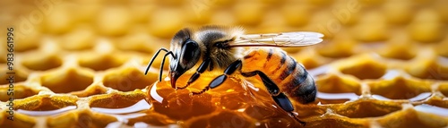 Intricate honeycomb filled with golden honey, industrious bees, sweet creation, natural marvel :: beekeeping, honey tasting, apiary visit