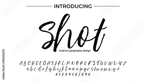 Shot Font Stylish brush painted an uppercase vector letters, alphabet, typeface