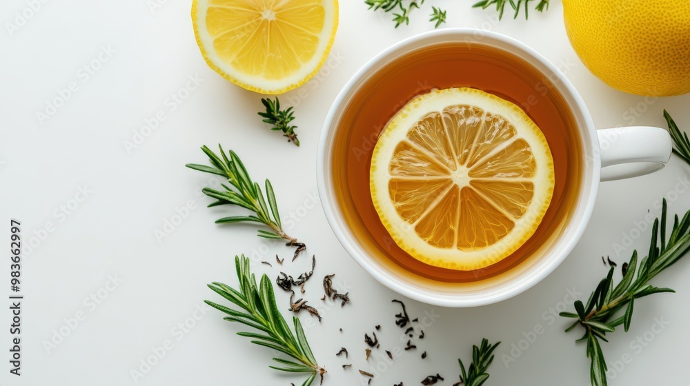 Fresh Lemon Tea with Rosemary and Citrus Garnish Fresh Lemon Tea with Rosemary and Citrus Garnish