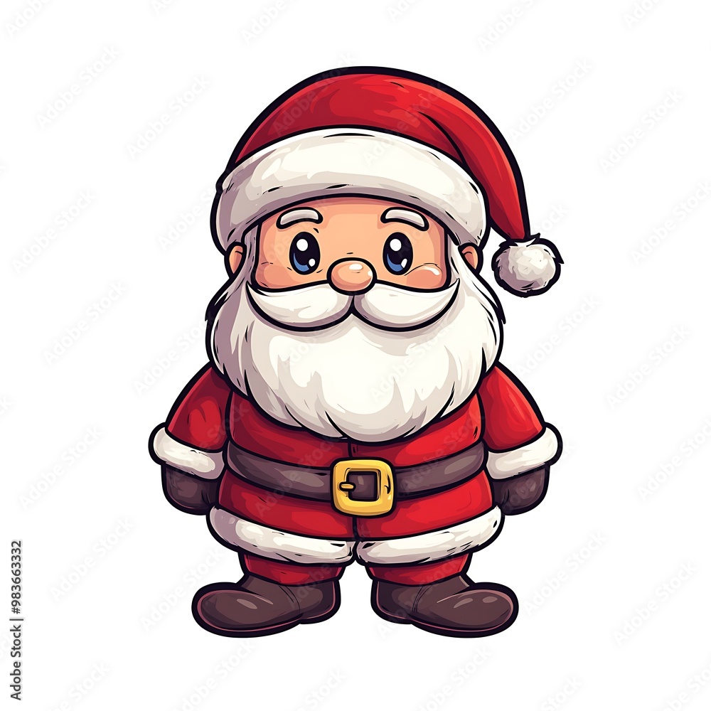 Cheerful Christmas clipart of Santa Claus in a red suit with a fluffy white beard isolated on a white background for festive designs Cheerful Christmas clipart of Santa Claus in a red suit with a fluffy white beard isolated on a white background for festive designs