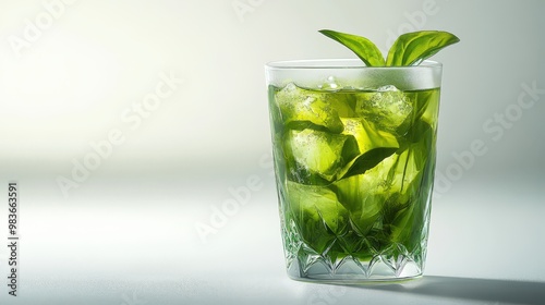 Refreshing Green Tea Cocktail with Mint Garnish