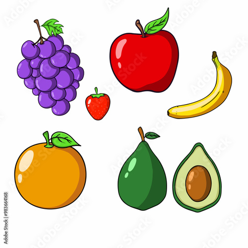 Set of Fruit vector illustration