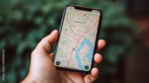 Wallpaper Mural A person is holding a cell phone that has a map on it Torontodigital.ca