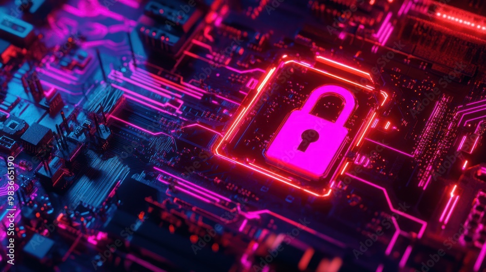 Cyber Security: Digital Lock on a Circuit Board Cyber Security: Digital Lock on a Circuit Board