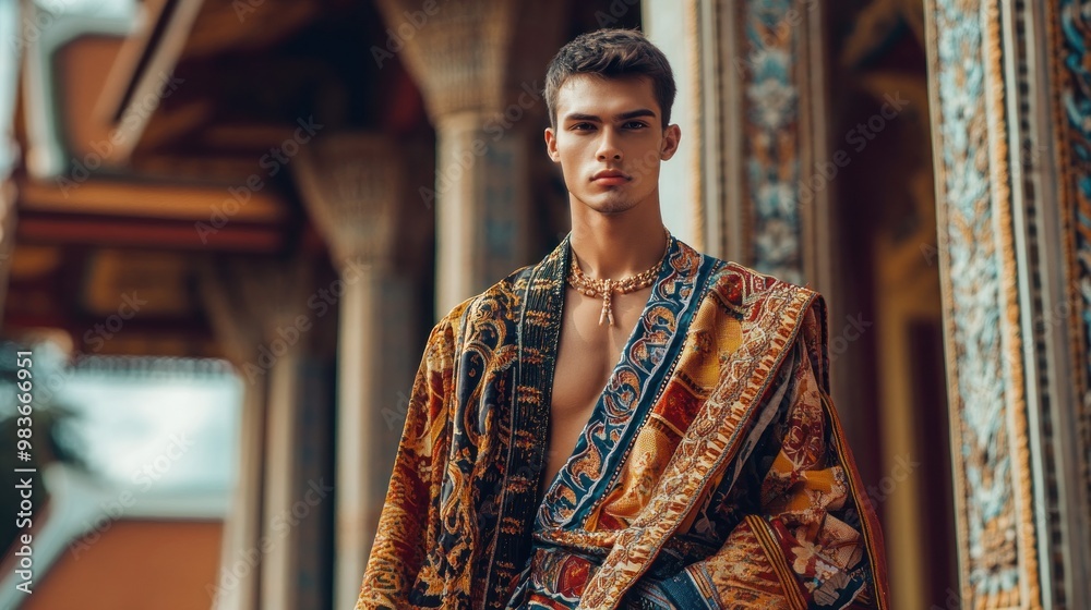 Handsome Man in Traditional Asian Attire Handsome Man in Traditional Asian Attire