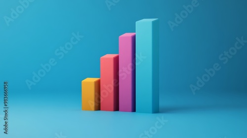 3D Colorful Bar Chart Growth Minimalist Design