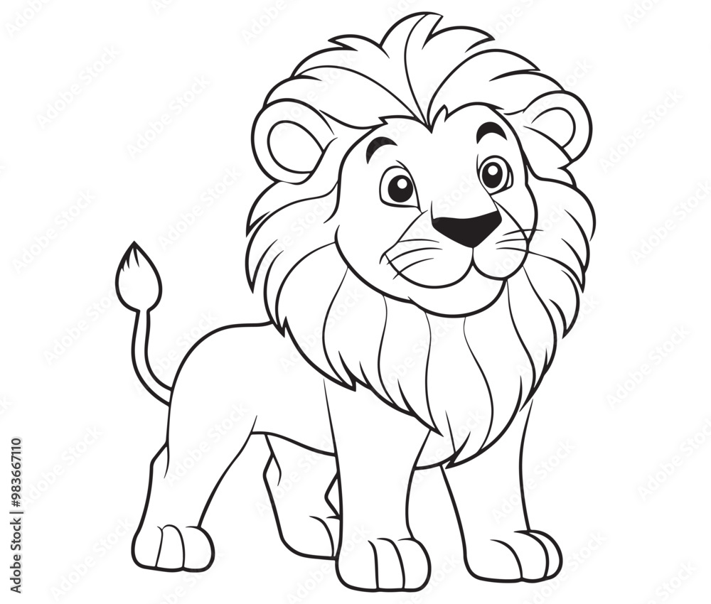 Lion cartoon isolated on white background line art silhouette vector Lion cartoon isolated on white background line art silhouette vector
