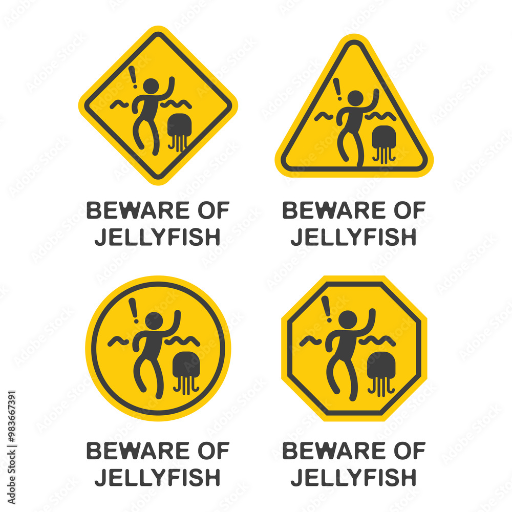 Beware of jellyfish flat symbol Beware of jellyfish flat symbol