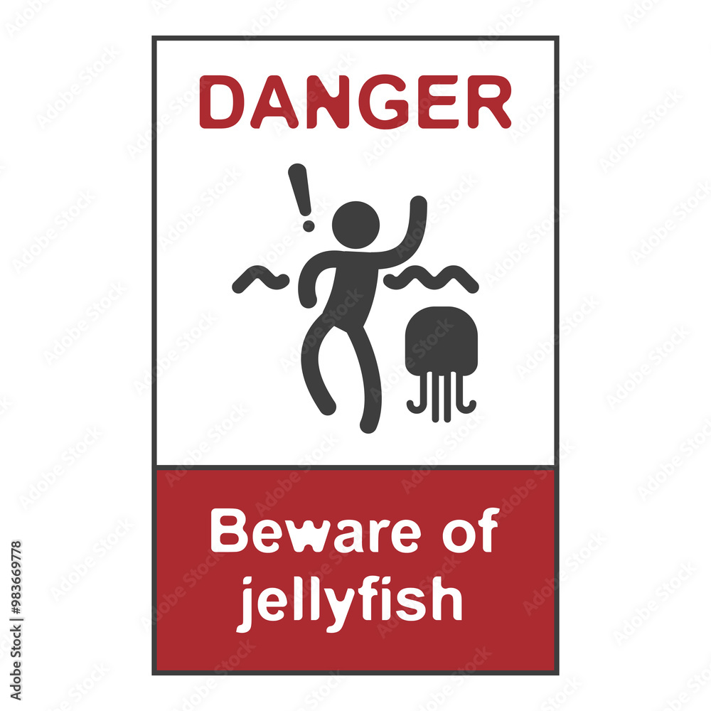 Beware of jellyfish flat symbol Beware of jellyfish flat symbol
